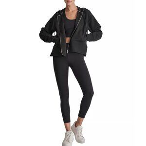 DKNY Women's Full Zip Tech Hoodie Jacket Black Large NWT